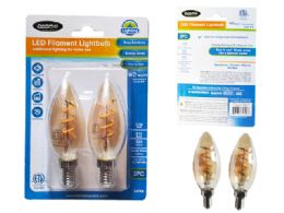 48 Bulk Led Lightbulb Filament Etl 2pc 4w=40w E12 C35 Ambe