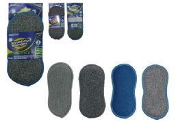 96 Bulk 2pc Scrubbing Sponges  3.5?*7.5? Blue,grey Clr