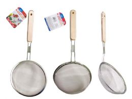 96 Bulk Strainer Stainless Steel W/wooden Handle 6.3inch X15inch
