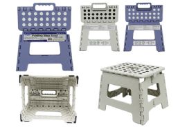 12 Bulk FOLDING STEP STOOL 11.4" x9" BLUE GREY