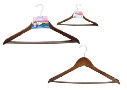 24 Bulk 2pc Wooden Hangers Dark Wood