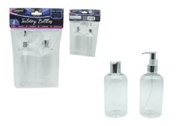96 Bulk 2pc Toiletry Bottles 300ml Each Clear Body+silver Lid