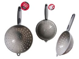 48 Bulk PLASTIC COLANDER With RUBBER HANDLE 6.75''X12.25" Long