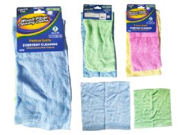 288 Bulk CLEANING CLOTH 2-Piece WOOD FIBER BLUE GREEN PINK Yellow