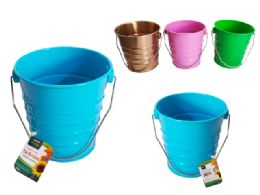 72 Bulk Tin Bucket Solid Color 4.15inch4.15inch Pink,bl,gr,branz
