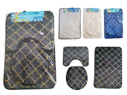 24 Bulk Bathroom Mats 3pc /set Trellis Design