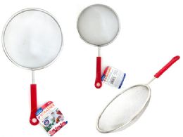 96 Bulk Strainer Stainless Steel 7inchdia X13.4inch H Red Handle
