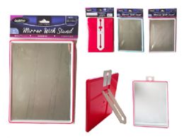 48 Bulk Mirror W/stand 6.5x8.75inch Blue,pink,red 3asst Clr