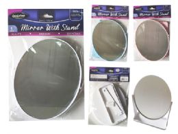 48 Bulk Mirror W/stand 6.8x8.5inch Blue,pink,white  3asst Clr