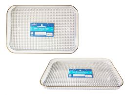 24 Bulk Crystal -Like Tray Gold Trim 13.8x9.5x1inch H