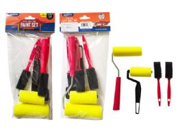 24 Bulk PAINT ROLLER 5-Piece SET 3" and 4" ROLLER BRUSH 1" 3-Piece