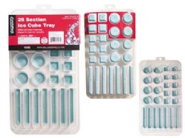 24 Bulk 25 SECTION Assorted ICE CUBE TRAY 7''X12.5''X1.1''
