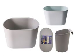 24 Bulk PLASTIC HANGING TRASH CAN 10"X 7"X7.5" High BLUE GREY