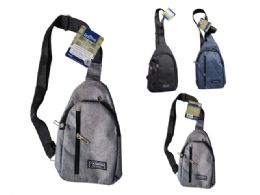 96 Bulk Crossbody Sling Bag W/ Pockets Black,navy,grey Clr