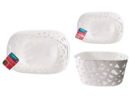 12 Bulk Pls Storage Basket W/handle 39x28x23cm White C