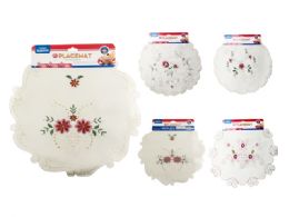 288 Bulk Placemat Embroidered 1pc 15inchdia 6asst Design