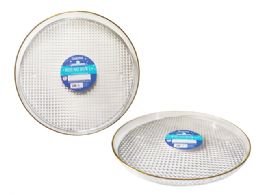 24 Bulk Crystal -Like Tray Rd W/gold Trim 13inch D X1inch H