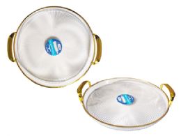 24 Bulk Crystal -Like Tray Rd Heavy Duty W/gold Trim W Han