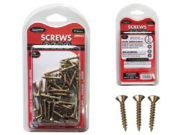96 Bulk Wood Screws 72gm Net Gold 1in 3.5x25mm