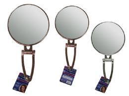 48 Bulk Mirror W/stand Rd 6inch D X11inch 2-Sided  Gold Silver