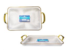24 Bulk Crystal -Like Tray Heavy Duty Rect W/gold Trim
