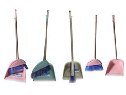 24 Bulk Dustpan & Broom  Blue,pink,green 3asst Clr