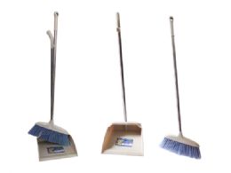 24 Bulk Dustpan W/broom  Beige Clr Stainless Steel Handle