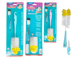 96 Bulk Baby Bottle Brush & Nipple Bru11.5inch L. Blue Pink