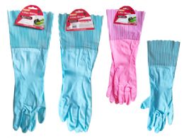 144 Bulk LATEX GLOVES with PRINTED CUFF LARGE PINK BLUE Color