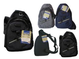 48 Bulk Crossbody Sling Bag H-Duty W/ 4 Pockets Bk,gr,n