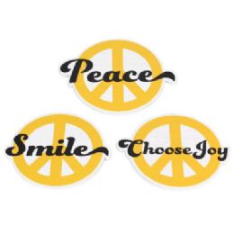 144 Bulk Magnets 3ast 2.5x2.5 Sunny Days Word Peace Sign Wood