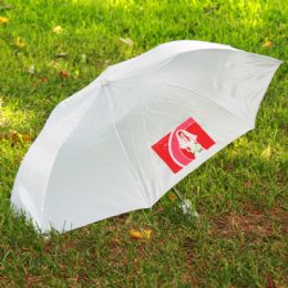 12 Bulk White Compact Umbrella with Custom Logo
