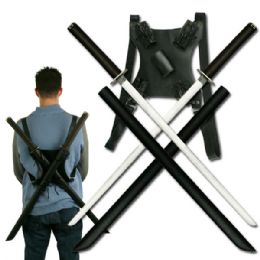 2 Bulk Ninja Sword Set with Shoulder Strap Carry Case