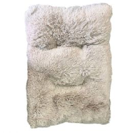 2 Bulk Precious Tails 30inch Beige Rectangular Plush Pet Bed