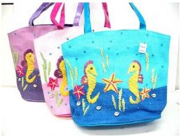 12 Bulk Sea Life Hand Crafted Straw Bag