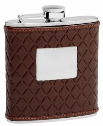 6 Bulk Leather Hip Flask Holding 6 oz Quilted Pattern Design