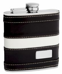 6 Bulk Leather Hip Flask Holding 6oz Pocket Size Stainless Steel