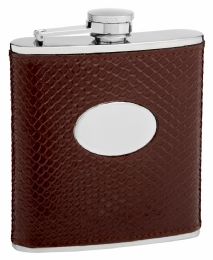 6 Bulk Leather Hip Flask Holders with Snake Skin Patterns
