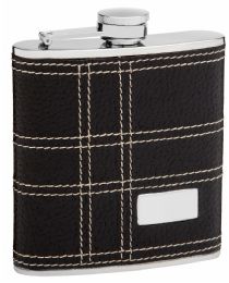 6 Bulk Faux Leather Hip Flask Holding 6 oz Embossed Design