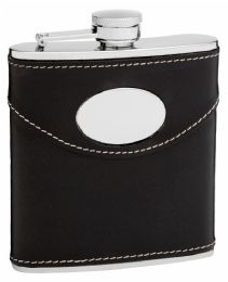 6 Bulk Leather Hip Flask 6 oz Black Finish Perfect for Engraving