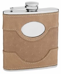 6 Bulk Suede Leather Hip Flask 6 oz for Engraving