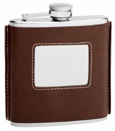 6 Bulk 6 Oz. Brown Leather Hip Flask Holders