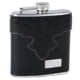 6 Bulk 6 Oz. Genuine Black Leather Hip Flask Holders