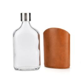 3 Bulk Glass Flask with Cap Hip Flask with Pouch Holder
