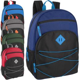 24 Bulk 17-Inch Multi Pocket Bungee Backpack - 5 Colors