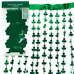 24 Bulk Shamrocks Foil Fringe Curtain St. Patricks 39x78in 2ast Green & Gold St Pat Pbh