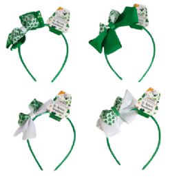 48 Bulk St Patricks Headband 6ast Bow Styles Stpat/barbell Hdr