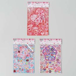 48 Bulk Stickers Valentine 2 Layer Diecut Sheet Laser 7.25 X 10in 3ast 24sets On Display Strip