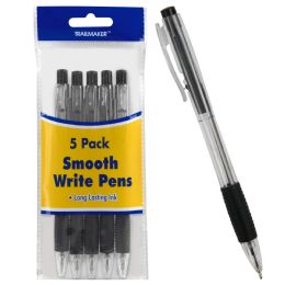 100 Bulk Bulk 5-Pack Click Action Pens With Comfort Grip