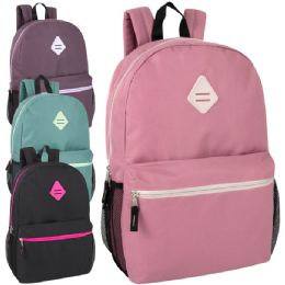 24 Bulk 19 Inch Lash Tab Backpack With Side Mesh Pockets - 4 Colors